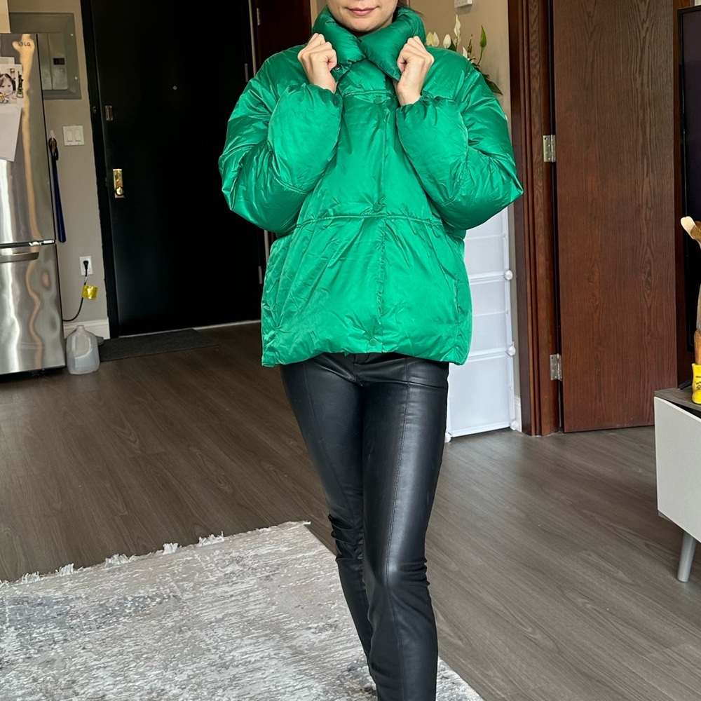 Green coat, XS size, oversize